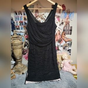 Y2K Express Black Crochet Bandage Dress